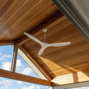 whisper-ip66-58-inch-white-no-light-installed-in-covered-outdoor-ceiling