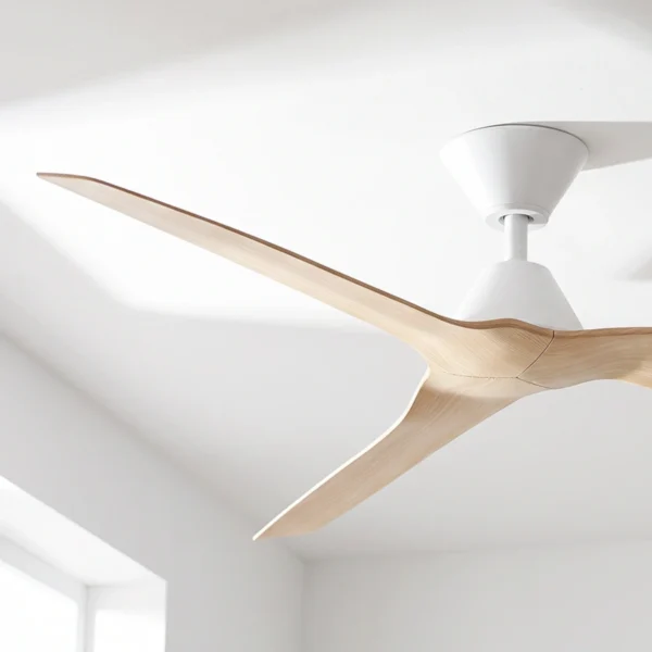 fanco-infinity-id-dc-60-inch-ceiling-white-with-beechwood-timber-style-blades-angled-close-up-insitu