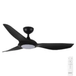 Claro Glider DC High Airflow Ceiling Fan with LED Light - 52" (Black)