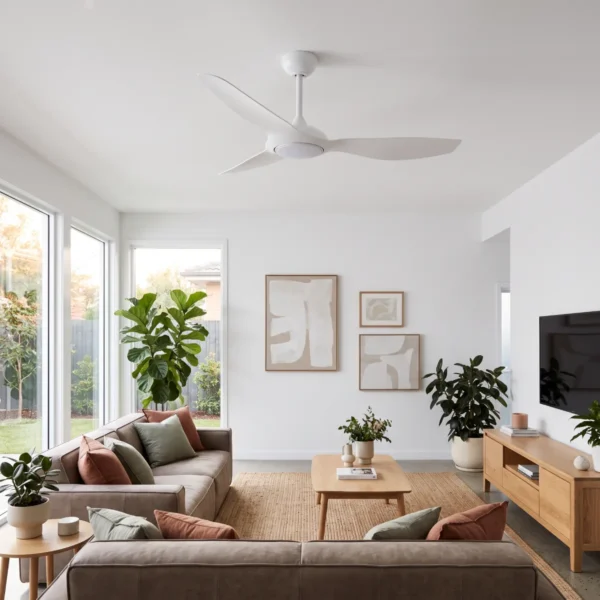 Claro Glider DC High Airflow Ceiling Fan with LED Light - 52" (White) - Image 4