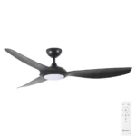 Claro Glider DC High Airflow Ceiling Fan with LED Light - 60" (Black)